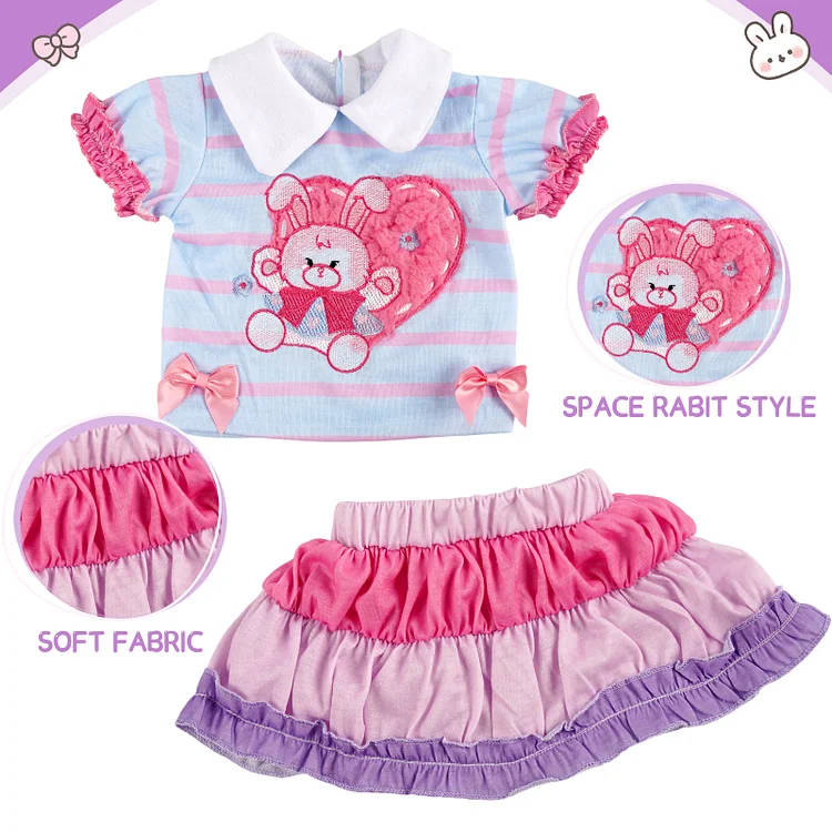 for 17"-20" Reborn Girl Baby Pink Bunny 5-Pieces Set Accessories