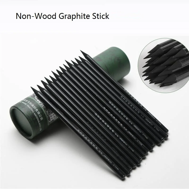 Non-Wood Graphite Pencils Soft ALL-GRAPHITE Sketching Drawing Artist Pencil Set Art Charcoal Full Graphite NO.C7346