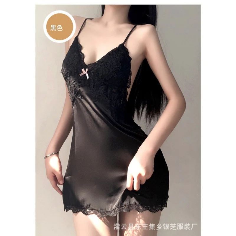 Uveng New Sexy Lace Long-Sleeved Pajamas Seduction Watery Flowers Pyjamas Homewear Underwear Set Home Pajamas