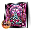 Diamond Painting -DIY Round Drill Stained Glass Pink Christmas