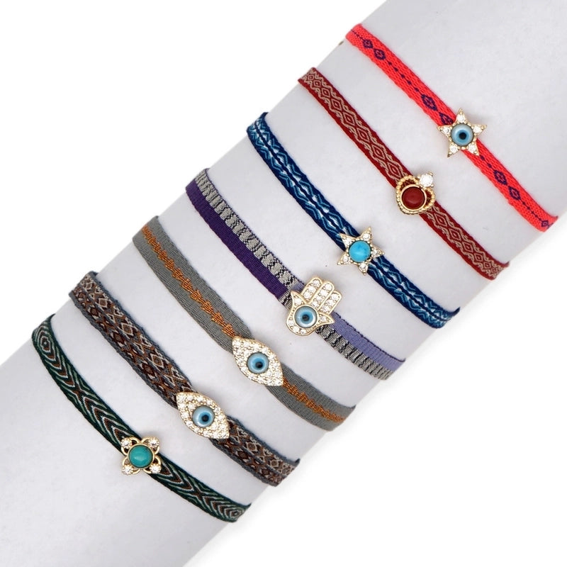 1 Piece Fashion Letter Devil’s Eye Copper Knitting Inlay Zircon Bracelets