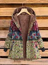 Vintage Floral Panel Print Hooded Coat