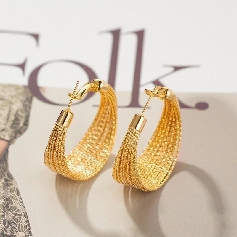 1 Pair Vintage Style Circle Titanium Steel Plating 18k Gold Plated Hoop Earrings