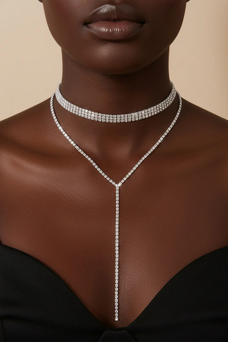 Simple Multi-Layered Rhinestone Tassel Necklace 2024 - Xpluswear