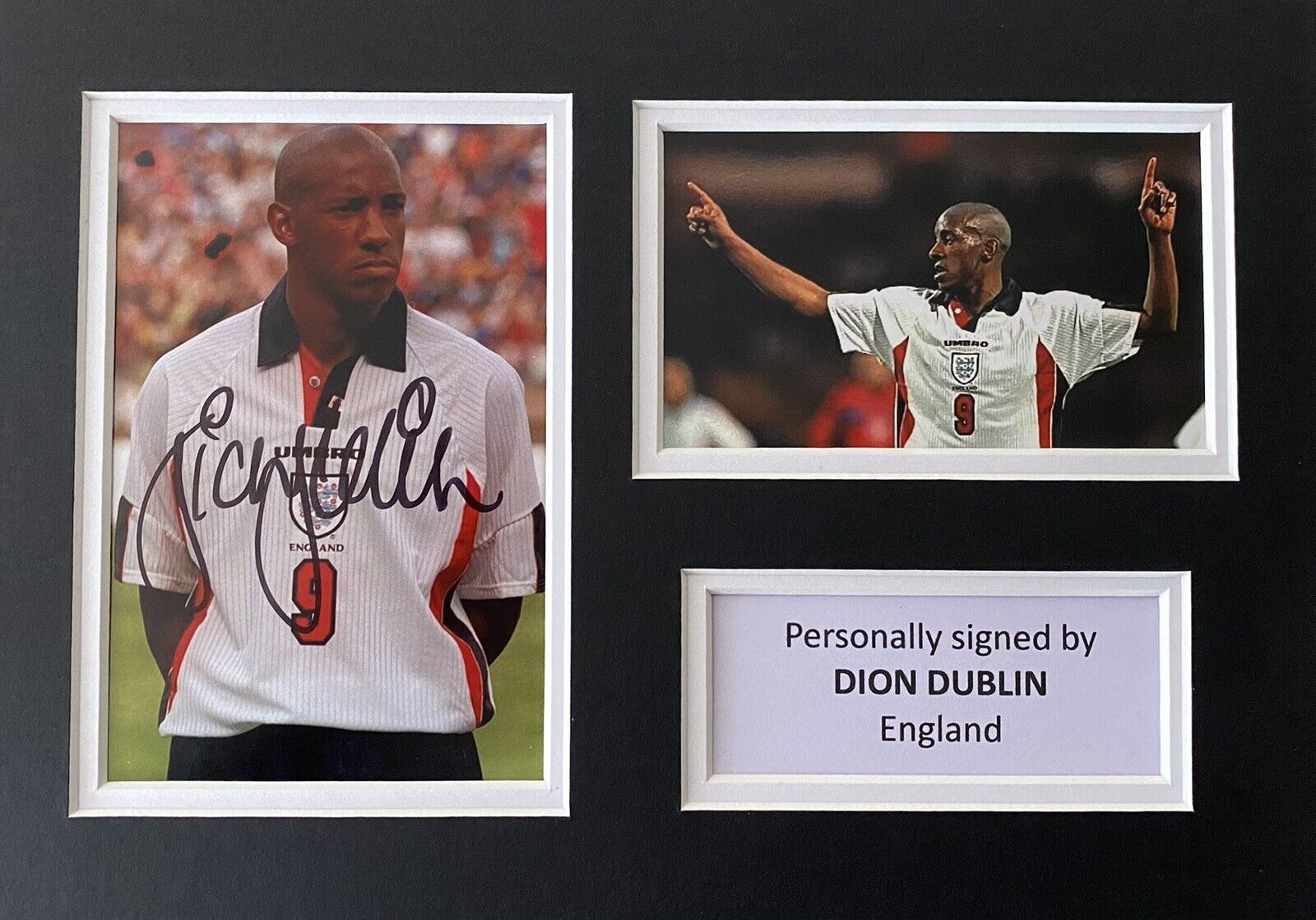 Dion Dublin Genuine Signed England Photo Poster painting In A4 Mount Display