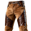 Men's Vintage Brown Leather And Suede Biker Pants by Inlyline