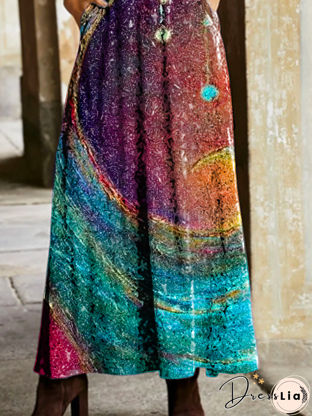 Plus size Printed Casual Knitting Dress