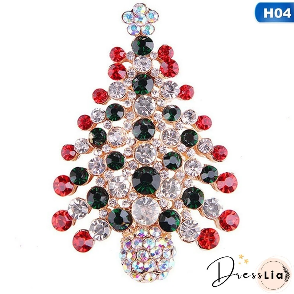 Fashion Crystal Christmas Snowman Christmas Tree Deer Brooch Pin Collar Womens Jewellery Xmas Party Jewelry