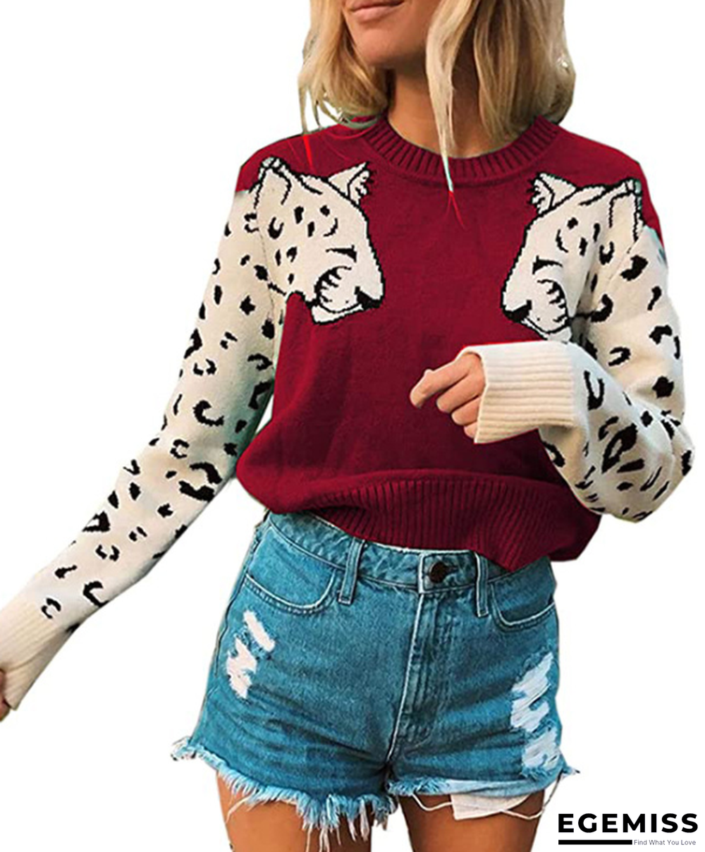 Casual Colorblock Leopard Head Blouse Sweater | EGEMISS