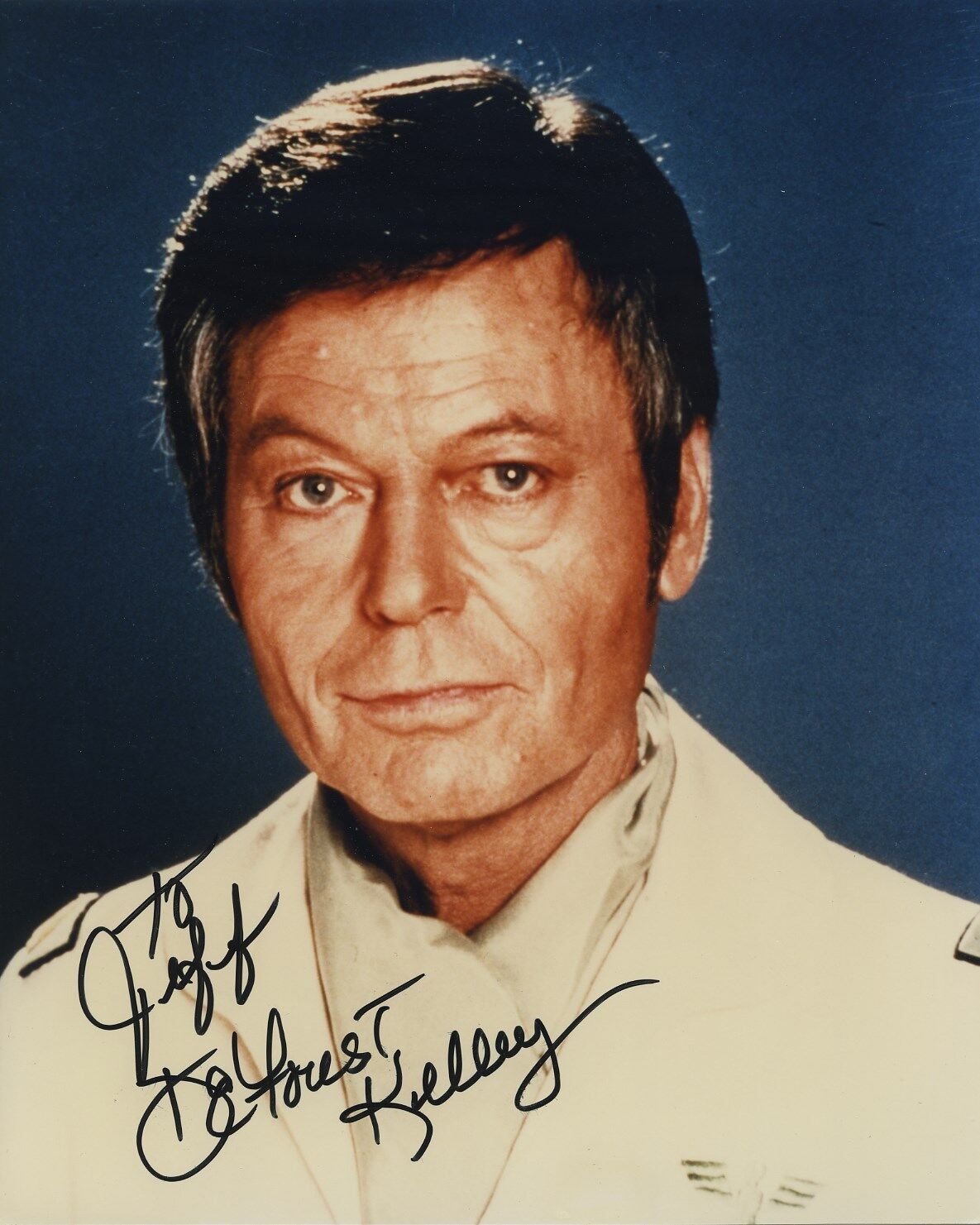 DEFOREST KELLEY SIGNED AUTOGRAPHED COLOR Photo Poster painting STAR TREK RARE BONES TO JEFF