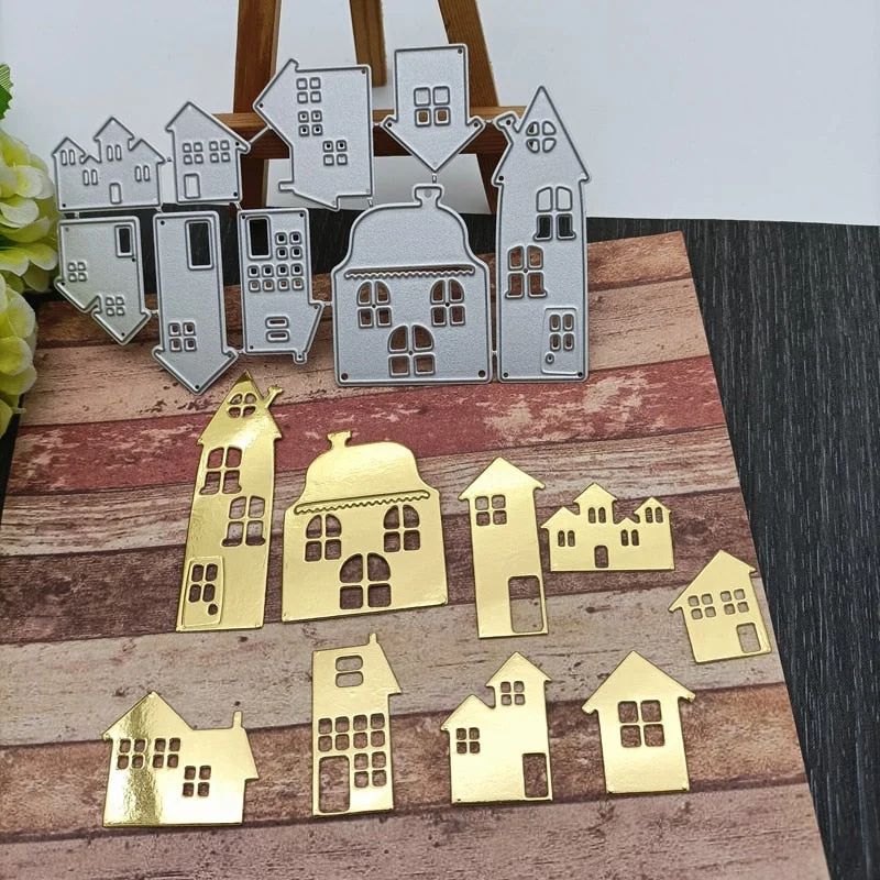 Different Houses Architecture Metal Cutting Dies Embossing Scrapbooking Stencil Craft Cut Die For DIY Card Crafts Handmade