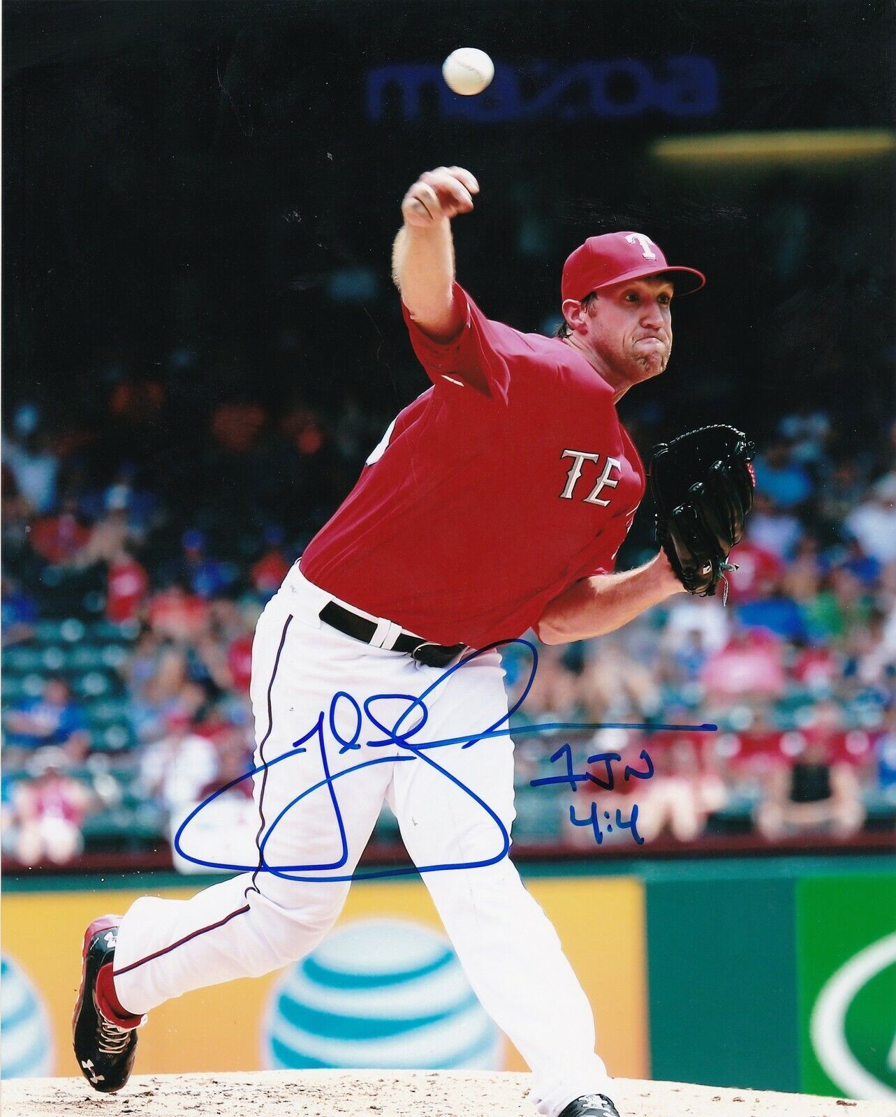 JOSH LINDBLOM TEXAS RANGERS ACTION SIGNED 8x10