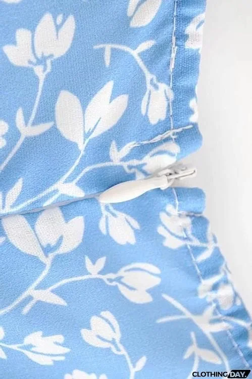 Print Slit Short Sleeve Dress