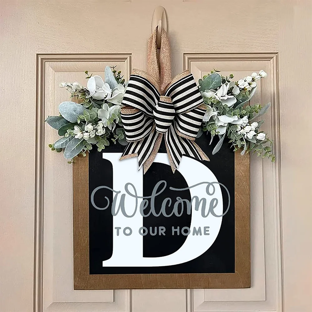 Creative square letters wooden wreath garden wedding decoration