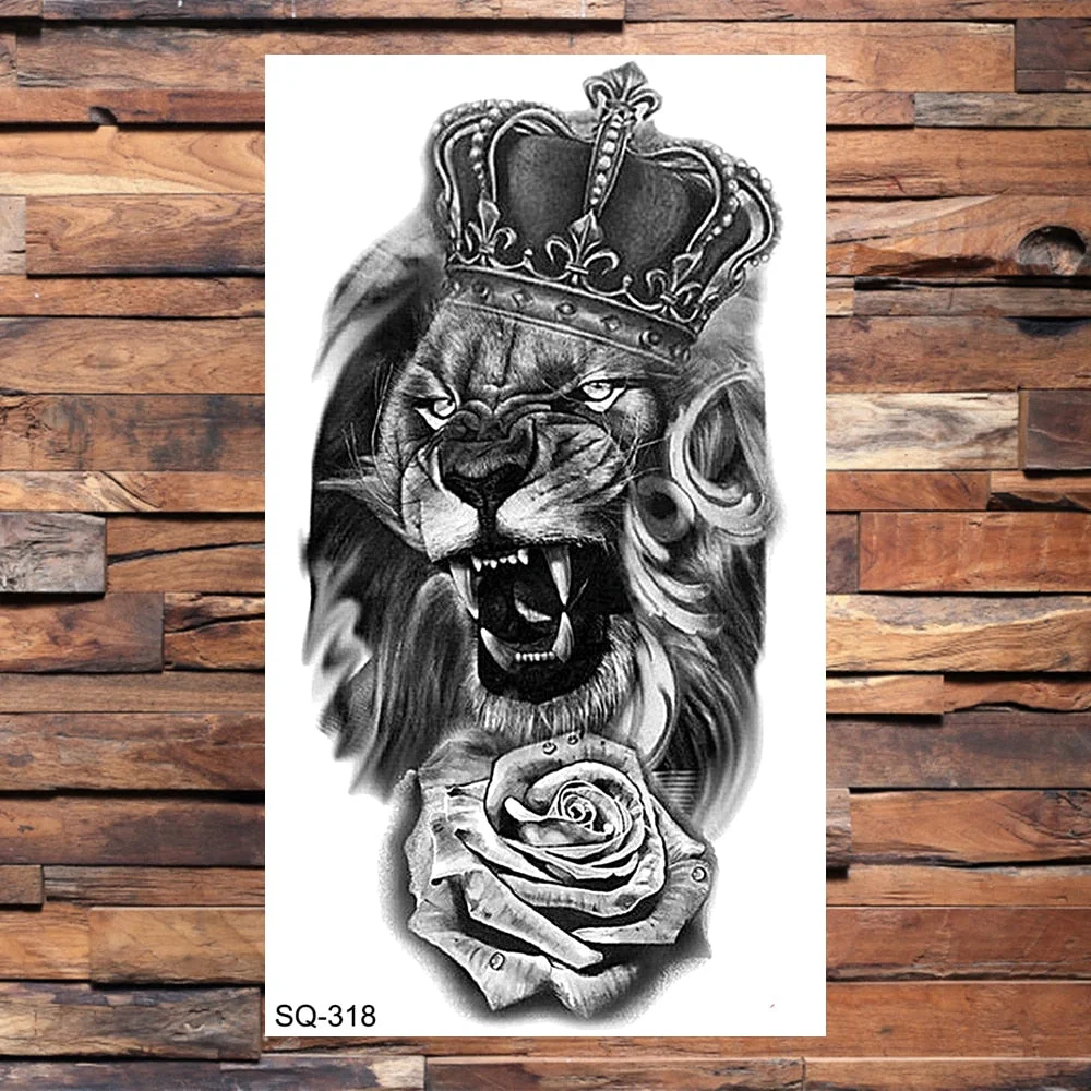 Skull Temporary Tattoos For Adults Men Realistic Tiger Lion Forest Praying Tatoos Vampire Snake Fake Tattoo Sticker Body Leg