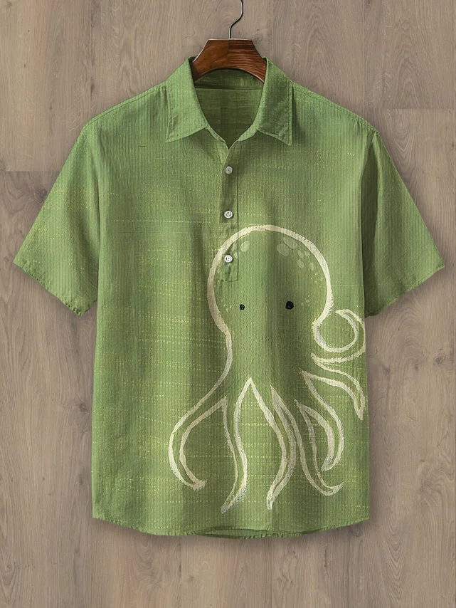 Men's Octopus Hawaii Vacation Art Print Casual Shirt
