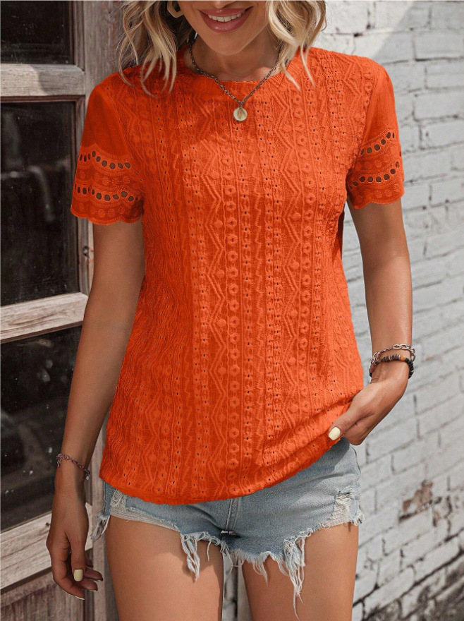 Bkdfamily Women's T-shirt COTTON Tops 2025 Summer Street Hollowed Out Simple Solid Color V Casual Shirt Y2k T Shirt White Blusa Mujer Moda