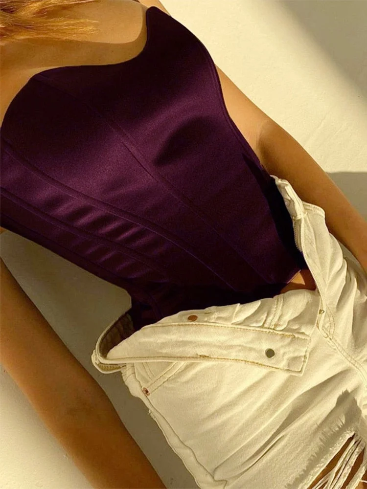 Jacqueline Off Shoulder Satin Crop Top Women y2k clothes Summer Sexy Sleeveless slim Bustier Corset Top harajuku Party Club 2022