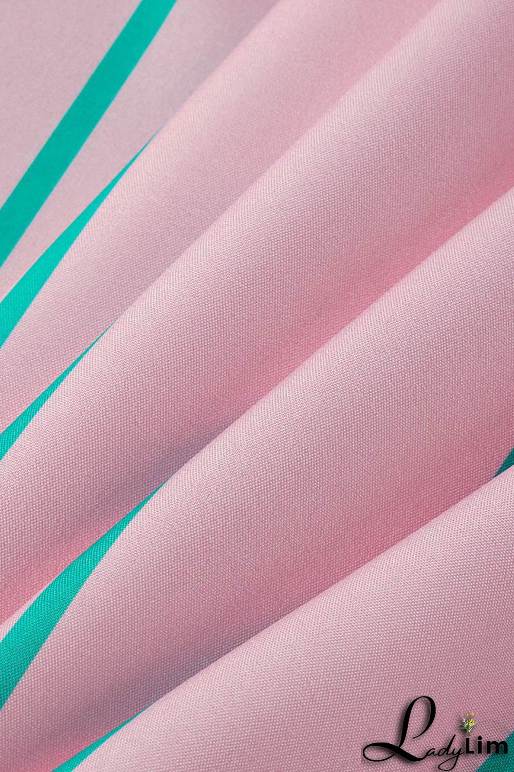 Pink Fashion Striped Print With Belt Turndown Collar Shirt Dress