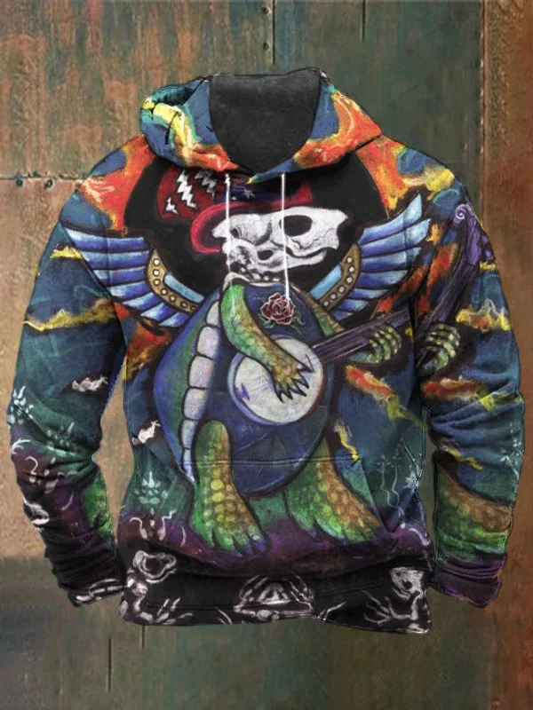 Unisex Skull Terrapin Print Heavyweight Hoodies