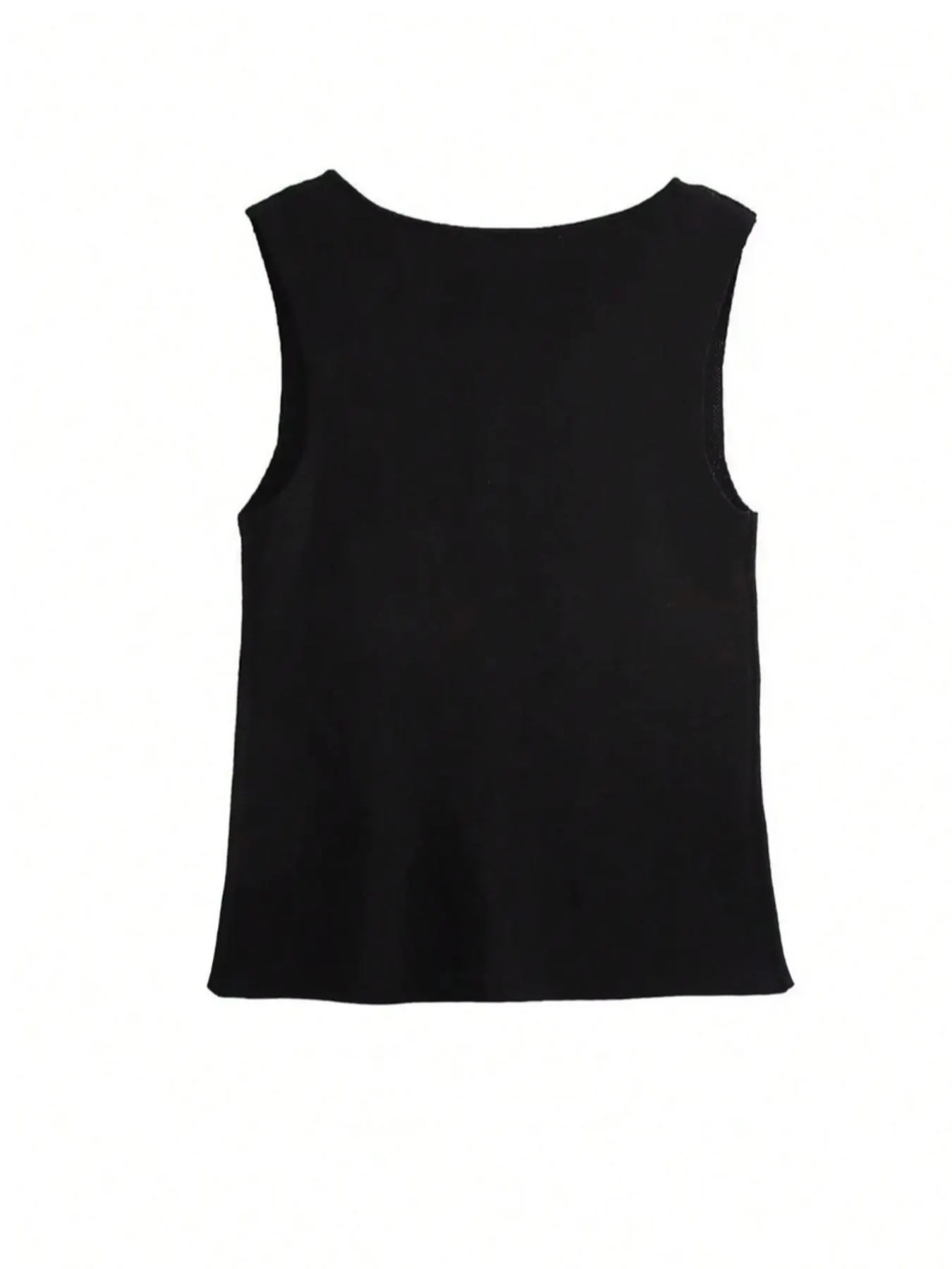 Women's Plain Metal Button Design Elegant Fitted Sweater Vest, Casual Sleeveless Round Neck Knit Top for Spring, Fashion Women's Knitwear for Daily Wear Women's Plain Metal Button Design Elegant Fitted Sweater Vest, Casual Sleeveless Round Neck Knit Top for Spring, Fashion Women's Knitwear for Daily Wear