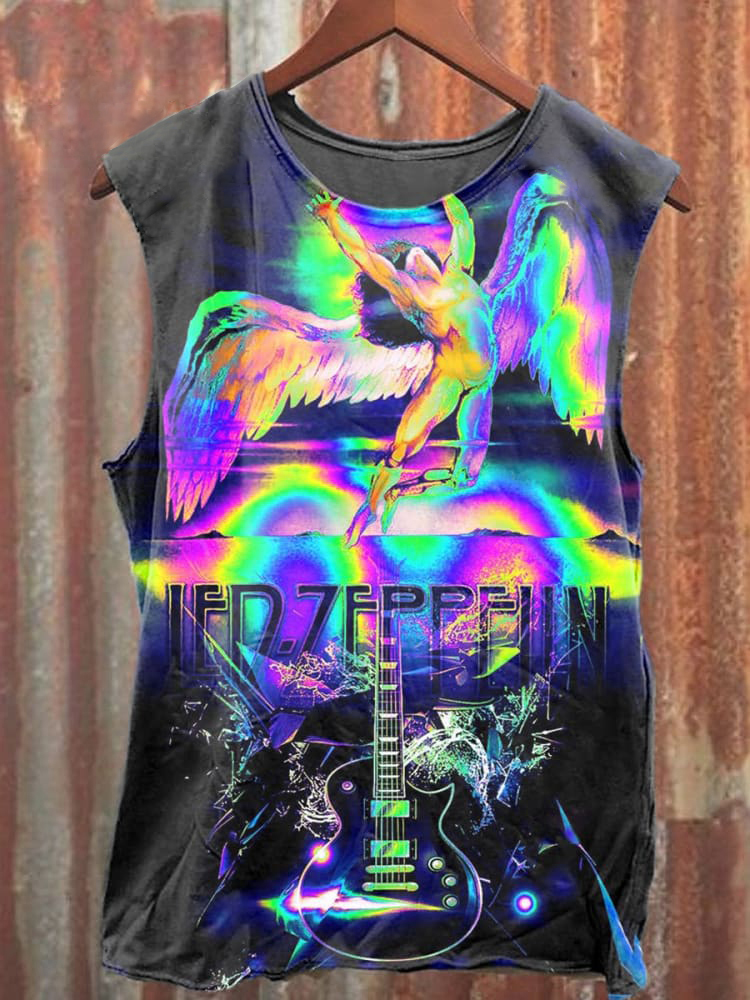 Unisex Retro Rock Music Art Illustration Printed Casual Tank Top / Rvogue / Rvogue