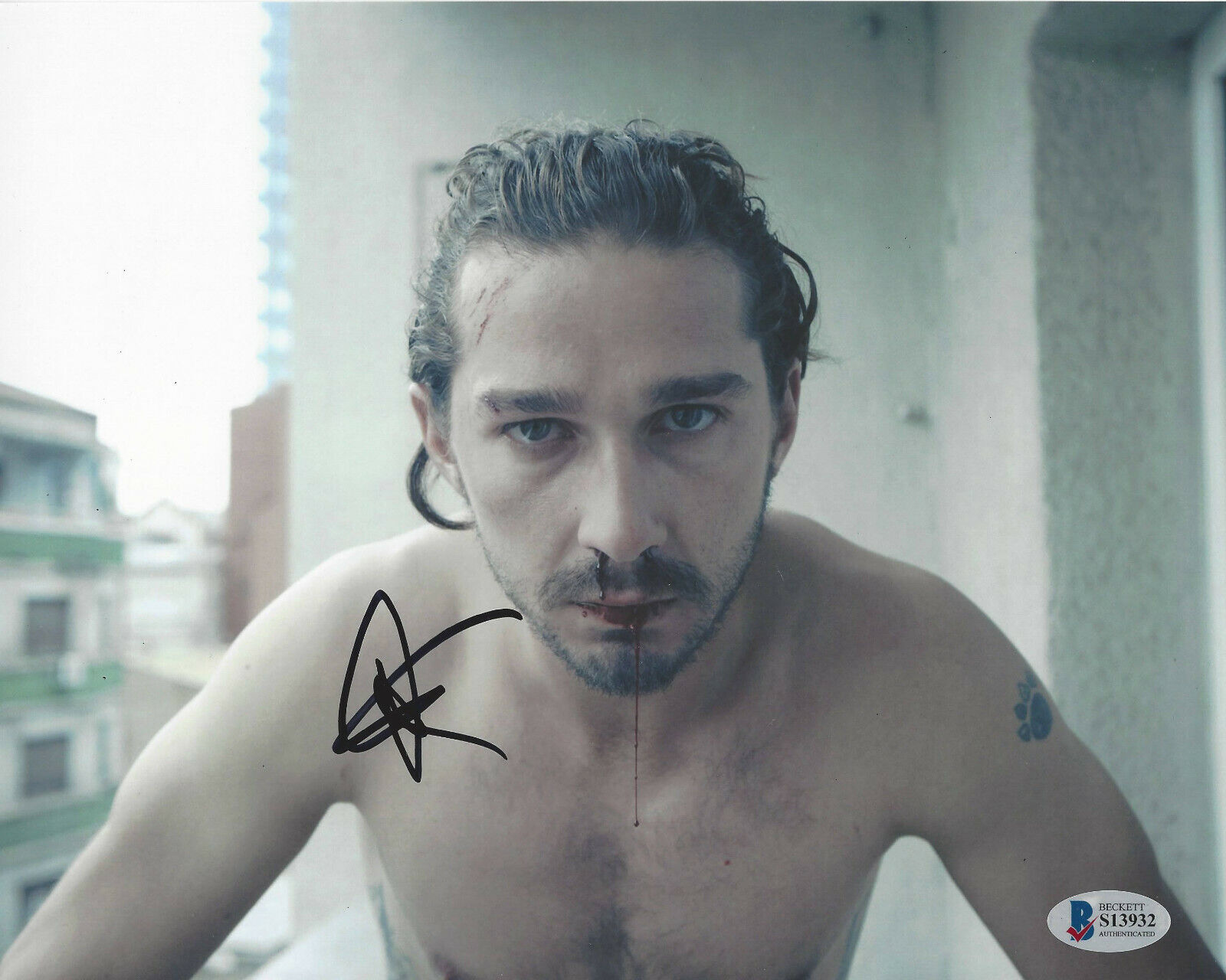 SHIA LABEOUF SIGNED 'CHARLIE COUNTRYMAN' 8X10 Photo Poster painting ACTOR BECKETT COA BAS