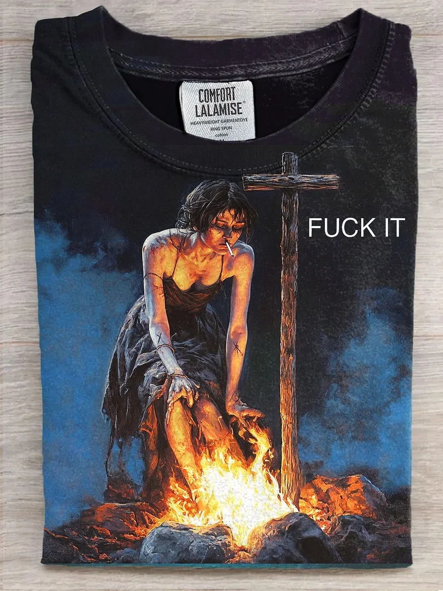 Eagerlys  Burning Fuck It Art Print T-shirt Eagerlys