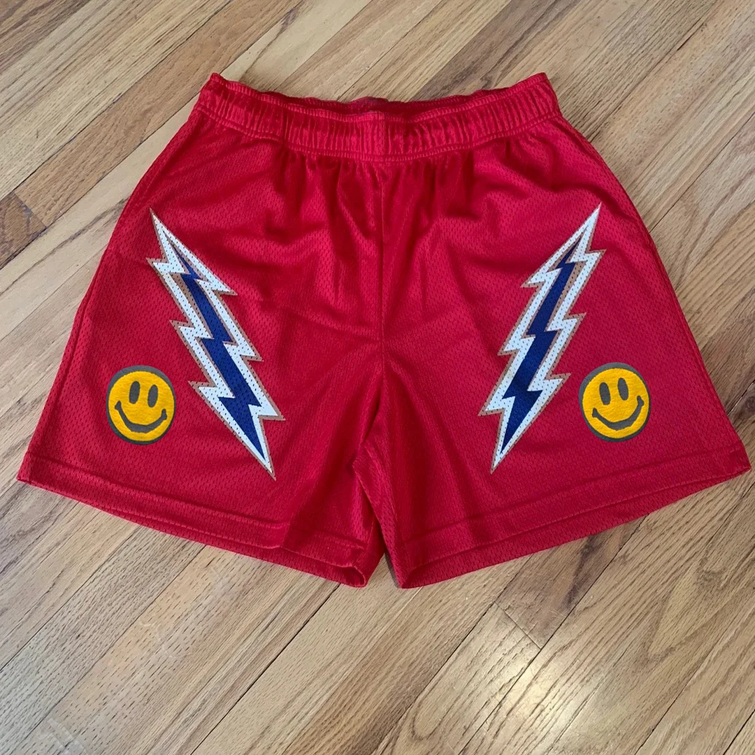 Lightning print sports smiley shorts