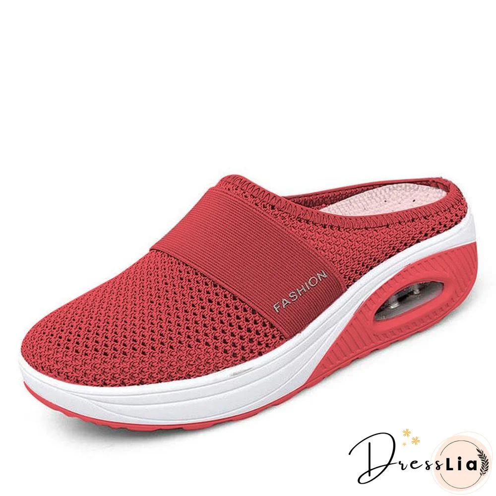 Women Mesh Lightweight Shoes Woman Slippers Wedge Shoes Female Air Cushion Sandals Thick Bottem Casual Sneakers Plus Size 43