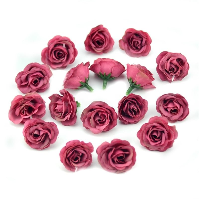 10pcs 2.5cm Mini Silk Artificial Rose Flowers Cloth For Wedding Party Home Room Decoration  DIY Dress  Accessories Fake Flowers
