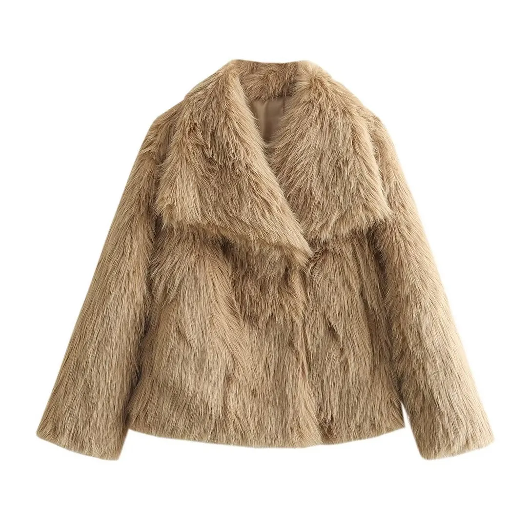 Brownm Artificial Fur Light Fashion Small Slimming Coats