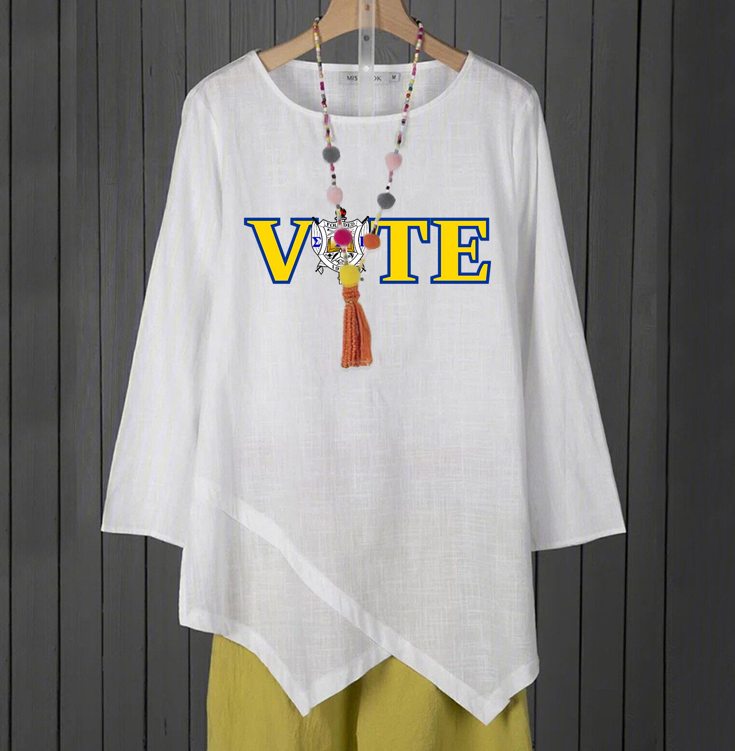 Vote Fashion Cotton & Linen Print T-Shirt