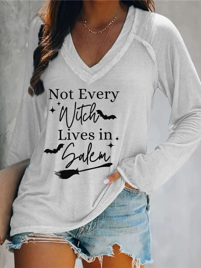 Women's Vintage 1692 "Not Every Witch Lives in Salem" Print Long Sleeve T-Shirt