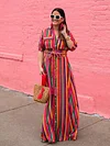 Bohemia Striped Shirt Maxi Dress