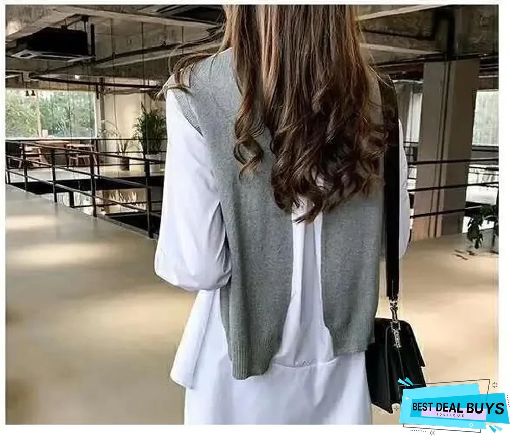 Women Vest Pretty Sleeveless O-Neck Rabbit Hair Knitted Vest Women Plus Size