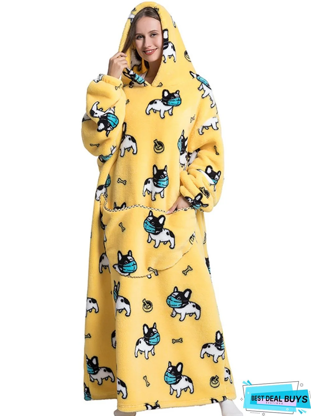 Lazy Blanket Big Pocket Extended Hoodie Home Pajamas Plus Size