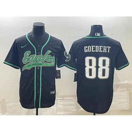 Men's Philadelphia Eagles #88 Dallas Goedert Black With Patch Cool Base Stitched Baseball Jersey 1AU3