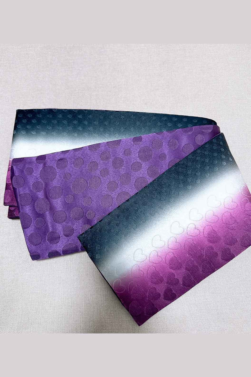 Flat Obi Belt--Purple With Blue Stupa Stones