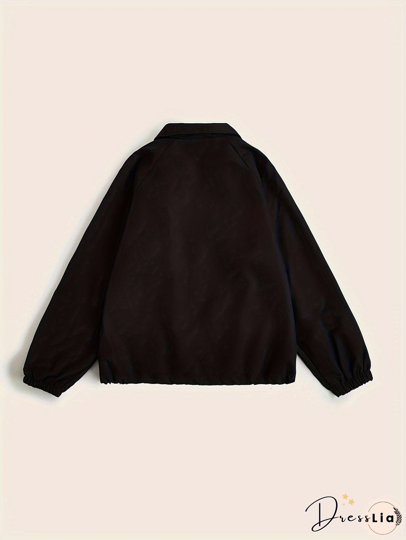 Solid Zip Up Jacket, Casual Long Sleeve Windproof Daily Outerwear With Bag, Women's Clothing