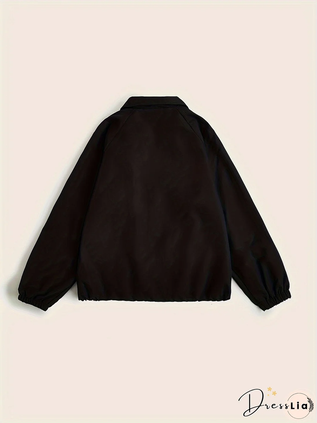 Solid Zip Up Jacket, Casual Long Sleeve Windproof Daily Outerwear With Bag, Women's Clothing