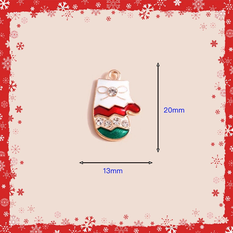 10 PCS/Package 13 * 20mm 15 * 22mm 17*24mm Alloy Rhinestones Bell Snowman Elk Pendant Jewelry Accessories