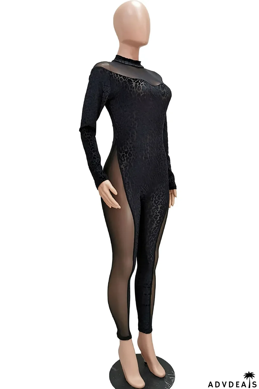 White Casual Print Leopard Split Joint O Neck Regular Jumpsuits