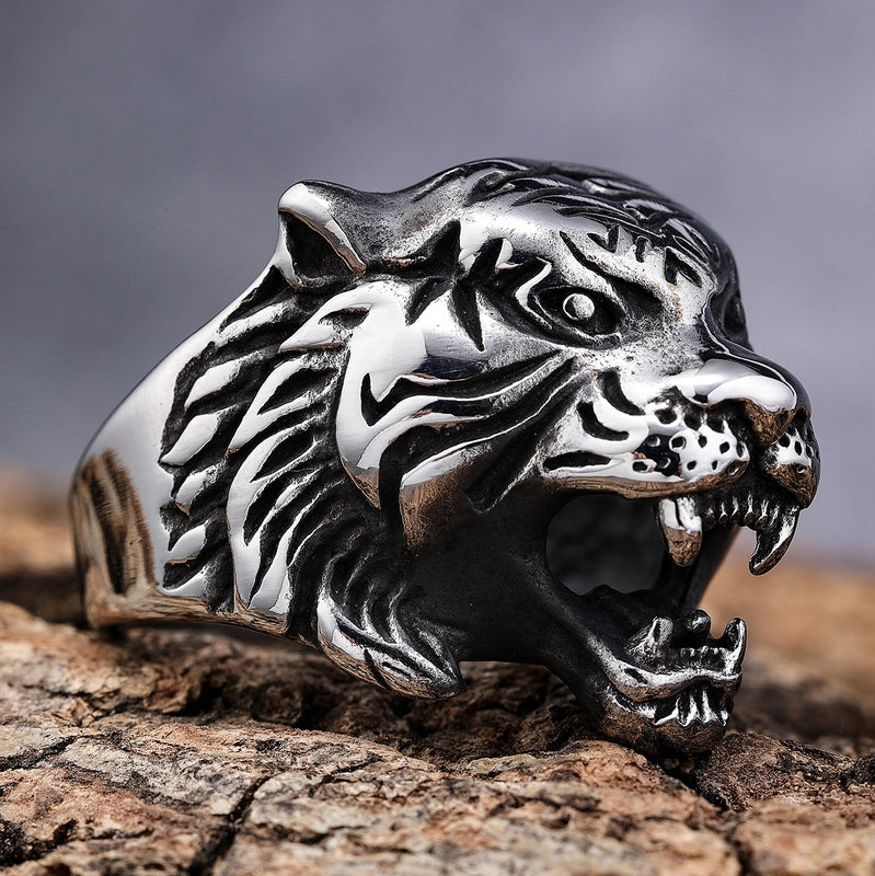Hip-Hop Streetwear Lion 304 Stainless Steel Rings In Bulk