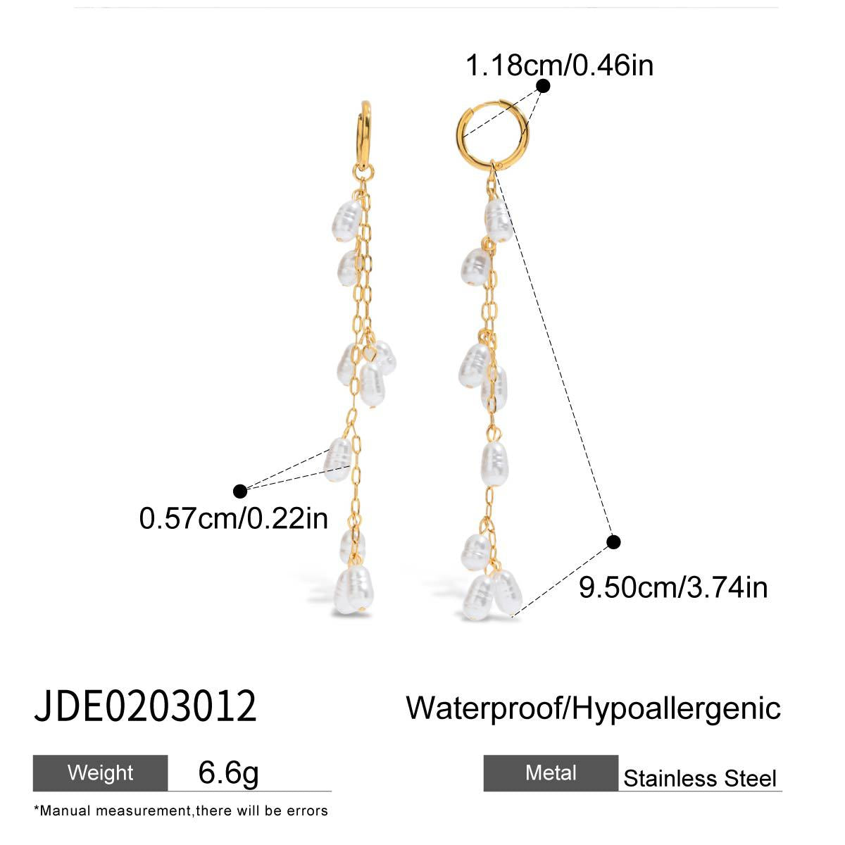 Jie Ding Stainless Steel Pearl Earrings Tassel Earrings Earrings Female Design Titanium Steel