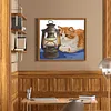 Orange Cat and Kerosene Lamp Partial Stamped Cross Stitch Kit 14CT 2 Strands 42x38cm