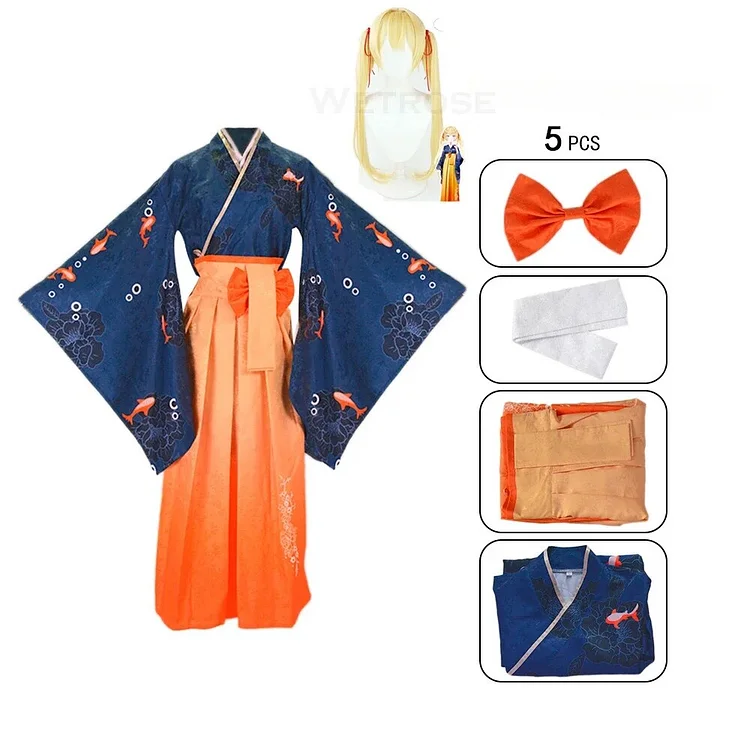 【Wetrose】Watson Kimono Hololive EN Vtuber Cosplay Costume Haori Amelia Ame Holo Wig Full Set Outfit New Year