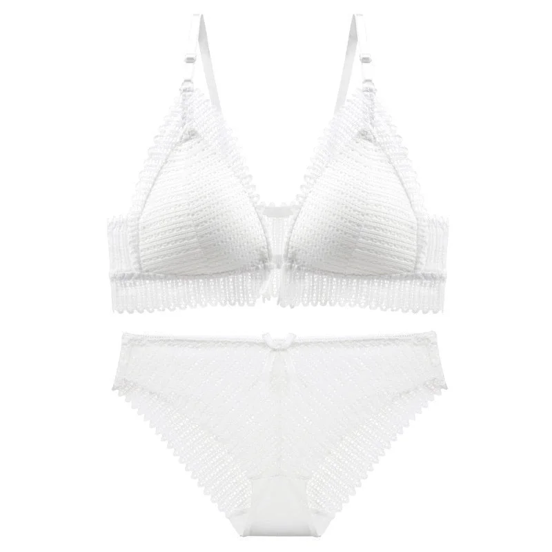 Lace Wireless Lingerie Sets Women Sexy Backless Bra And Panty Brief Sets Plus Size Seamless Underwear Set lenceria mujer