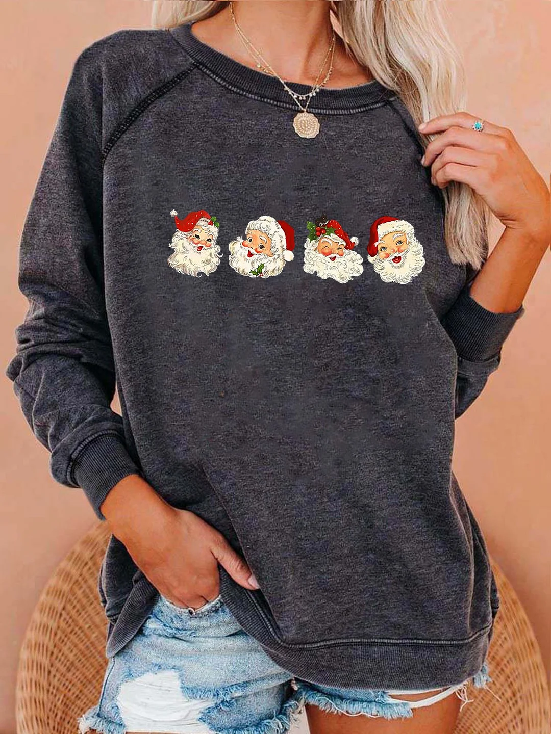 Women's Santa Claus Christmas Print Casual Sweatshirt