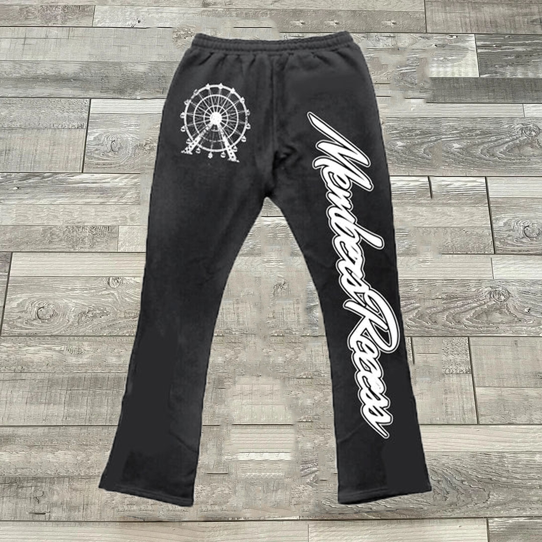 Vintage Personalized  Members Print Flared Sweats Trousers